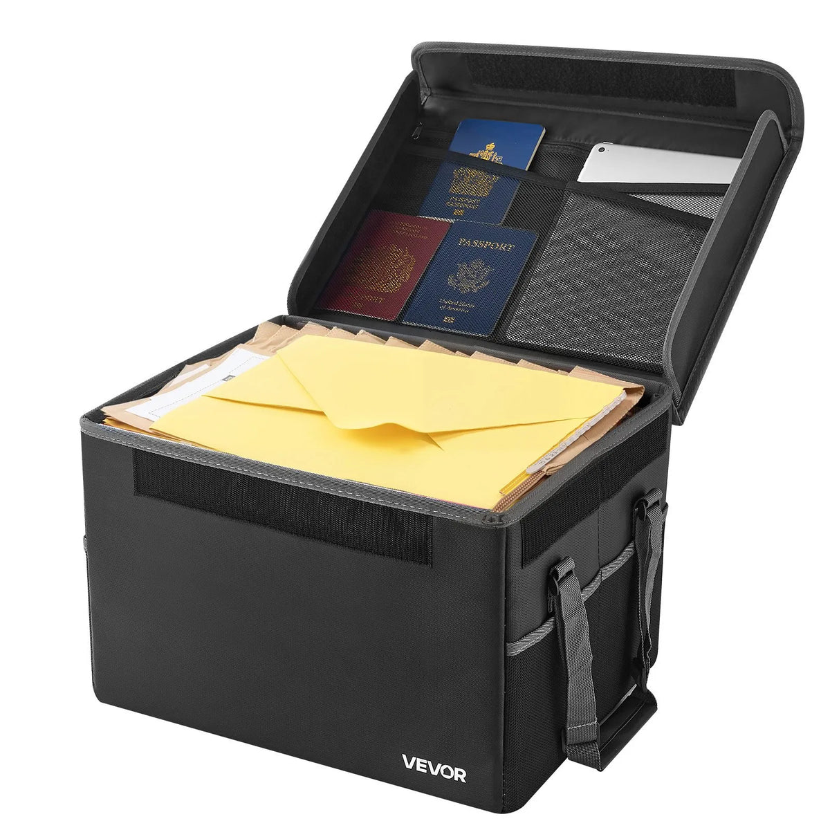 VEVOR Fire-Resistant Document Safe, Heat-Resistant up to 1000°C, Waterproof, Foldable and Space-Saving Design, Portable for Home, Office or Travel, Suitable for Passports, Important Documents and Files