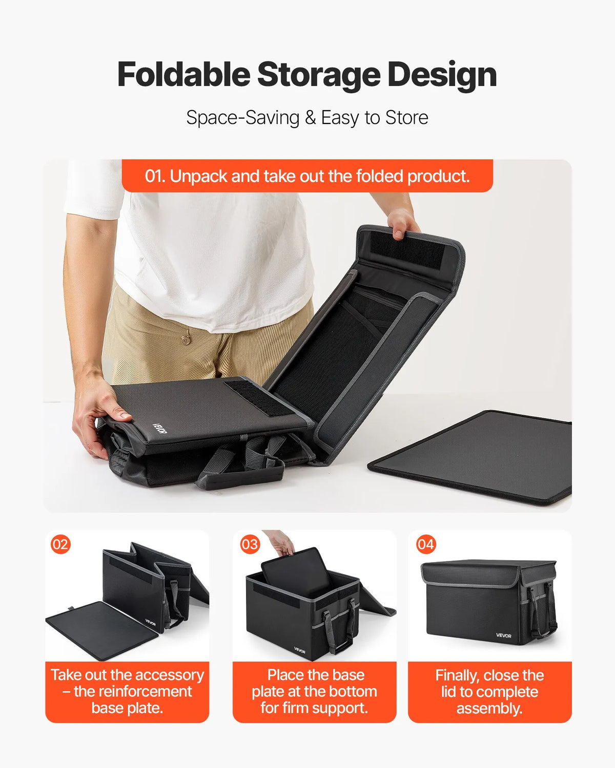 VEVOR Fire-Resistant Document Safe, Heat-Resistant up to 1000°C, Waterproof, Foldable and Space-Saving Design, Portable for Home, Office or Travel, Suitable for Passports, Important Documents and Files
