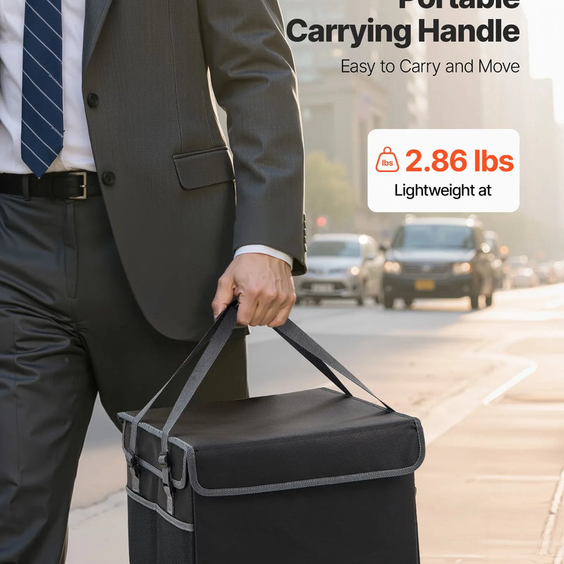 VEVOR ugunsdrošs dokumentu seifs, karstumizturīgs līdz 1000 ℃, ūdensdrošs, salokāms un telpu taupošs dizains, pārnēsājams mājām, birojam vai ceļojumiem, piemērots pasēm, svarīgiem dokumentiem un failiem