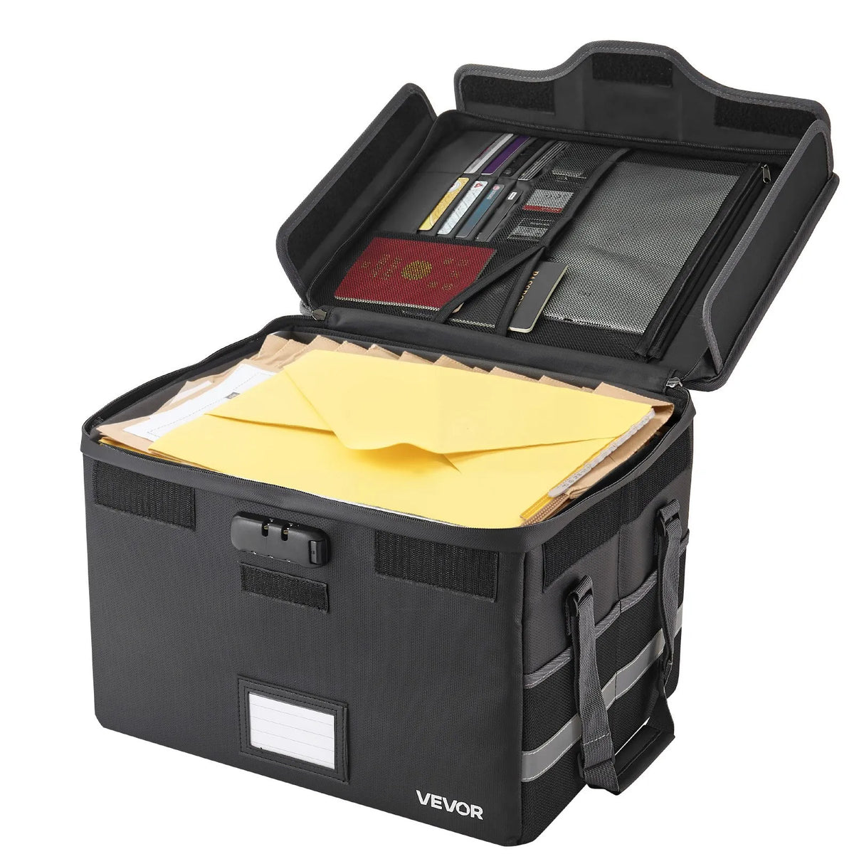 VEVOR Fire-Resistant Document Safe, Heat-Resistant up to 1000°C, Fireproof and Waterproof with Lock, Portable File Storage and Security Organiser for Home, Office or Travel, Suitable for Passports, Important Documents and Files