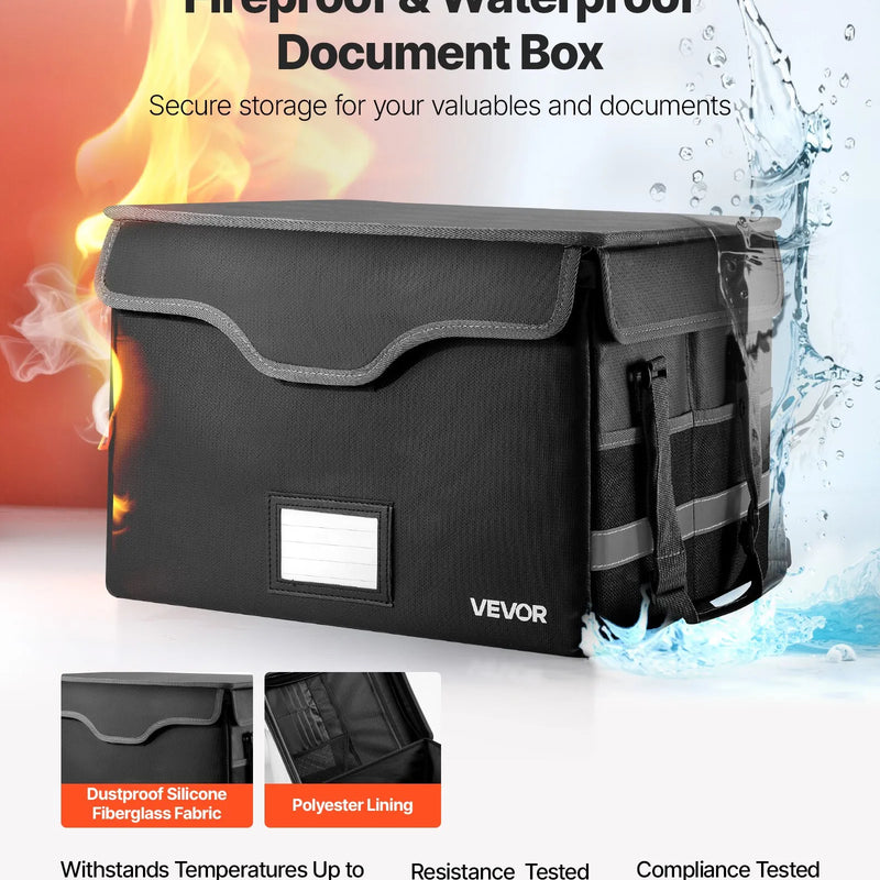 VEVOR ugunsdrošs dokumentu seifs, karstumizturīgs līdz 1000 ℃, uguns- un ūdensdrošs ar slēdzeni, pārnēsājams failu uzglabāšanas un drošības organizators mājām, birojam vai ceļojumiem, piemērots pasēm, svarīgiem dokumentiem un failiem