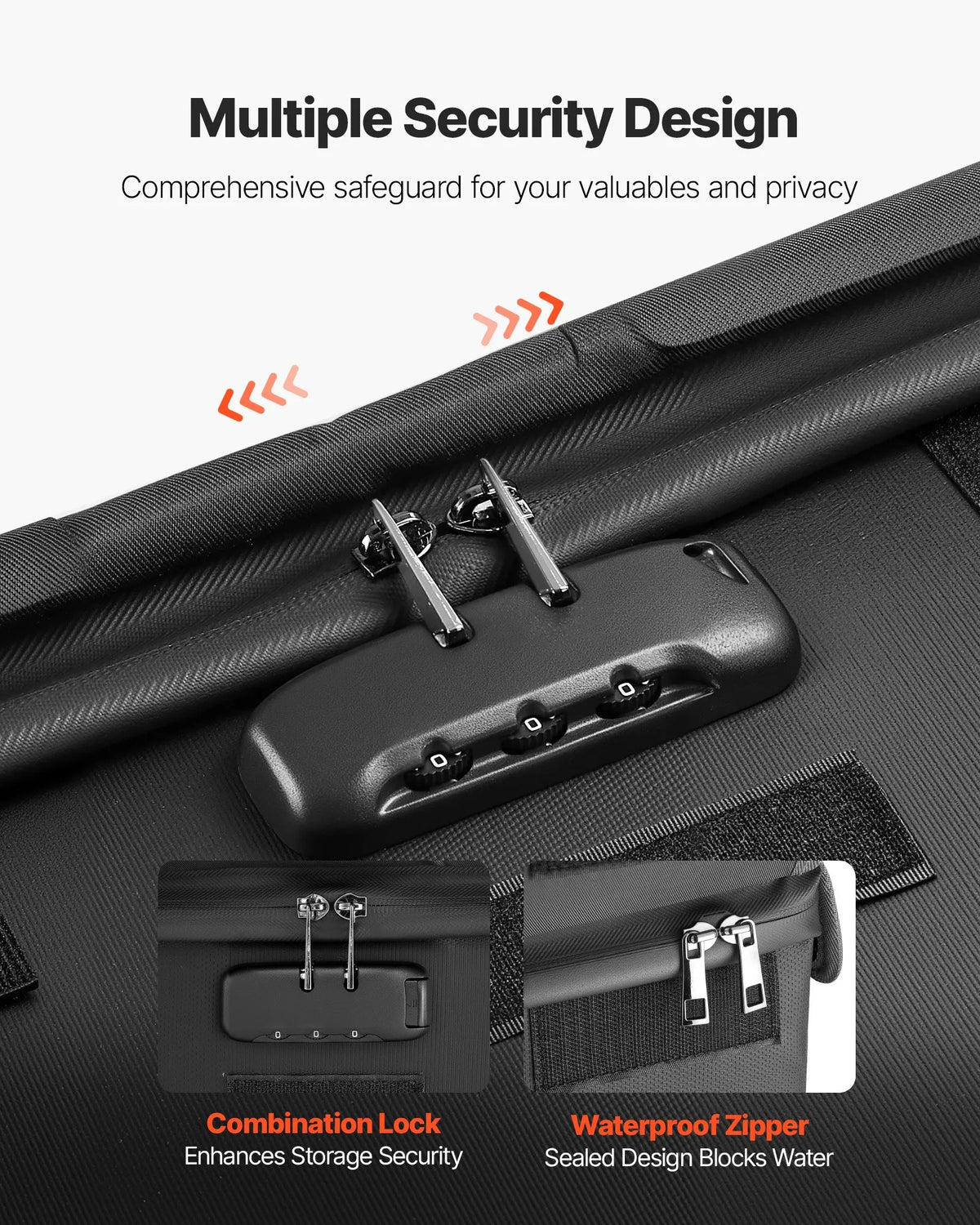 VEVOR Fire-Resistant Document Safe, Heat-Resistant up to 1000°C, Fireproof and Waterproof with Lock, Portable File Storage and Security Organiser for Home, Office or Travel, Suitable for Passports, Important Documents and Files