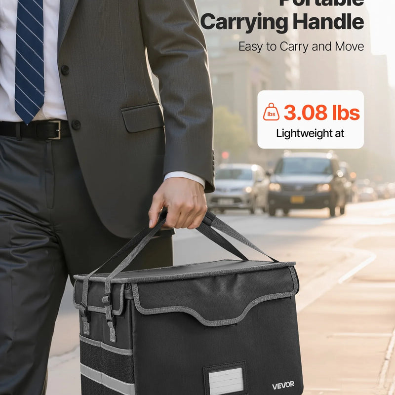 VEVOR ugunsdrošs dokumentu seifs, karstumizturīgs līdz 1000 ℃, uguns- un ūdensdrošs ar slēdzeni, pārnēsājams failu uzglabāšanas un drošības organizators mājām, birojam vai ceļojumiem, piemērots pasēm, svarīgiem dokumentiem un failiem