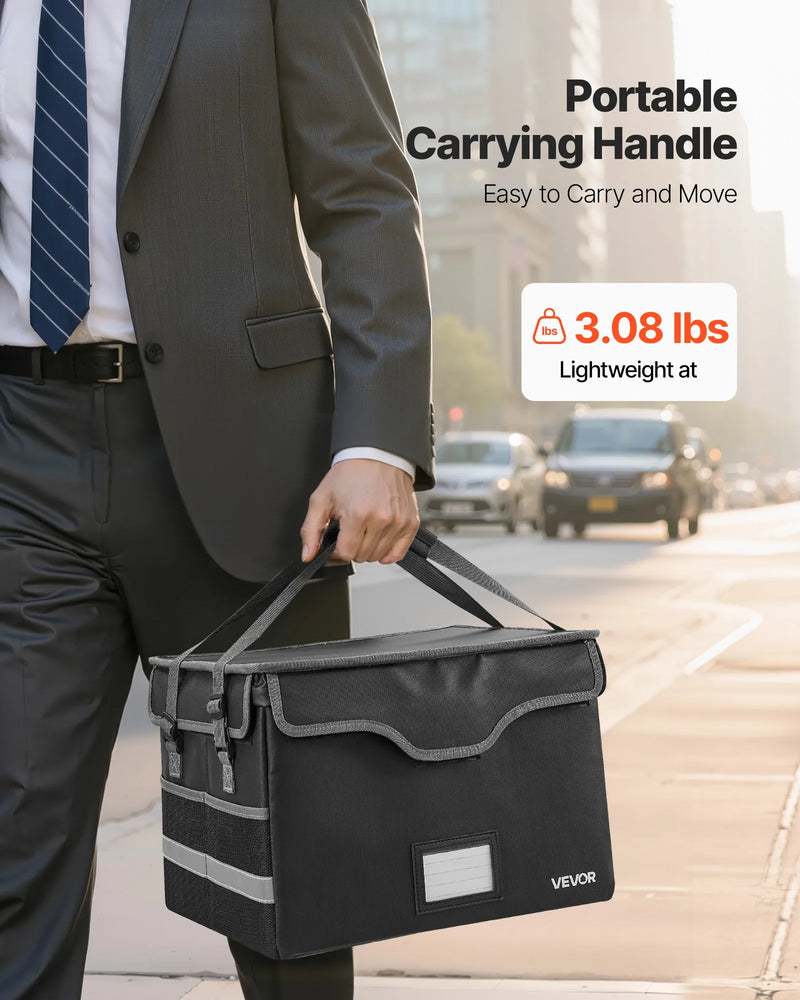 VEVOR ugunsdrošs dokumentu seifs, karstumizturīgs līdz 1000 ℃, uguns- un ūdensdrošs ar slēdzeni, pārnēsājams failu uzglabāšanas un drošības organizators mājām, birojam vai ceļojumiem, piemērots pasēm, svarīgiem dokumentiem un failiem