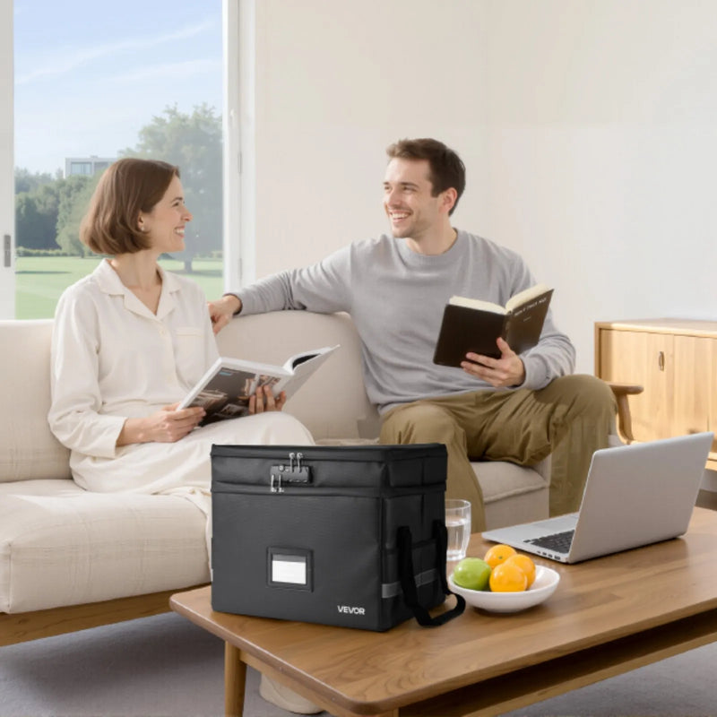 VEVOR ugunsdroša dokumentu kaste ar 1000 °C karstumizturību, uguns- un ūdensnecaurlaidīgu pārklājumu, slēdzeni un pārnēsājamu divslāņu konstrukciju, piemērota dokumentu, pasu un svarīgu failu drošai uzglabāšanai mājās, birojā vai ceļojumā.