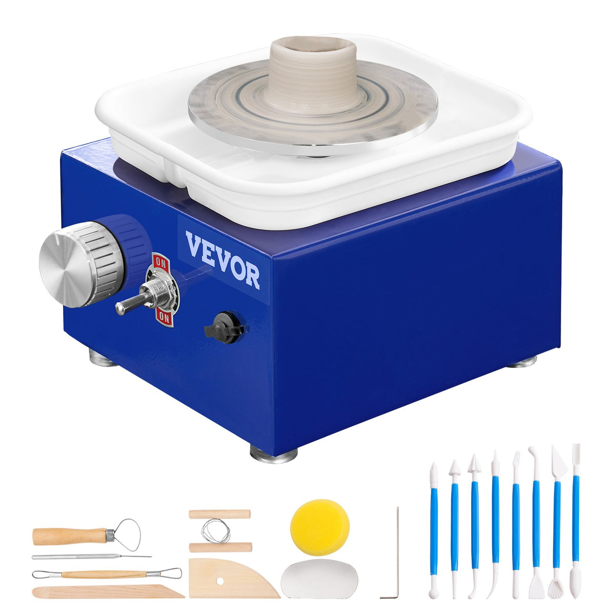 VEVOR Mini Ceramic Wheel 30 W with Sculpting Tools, Apron and Two Rotating Tables