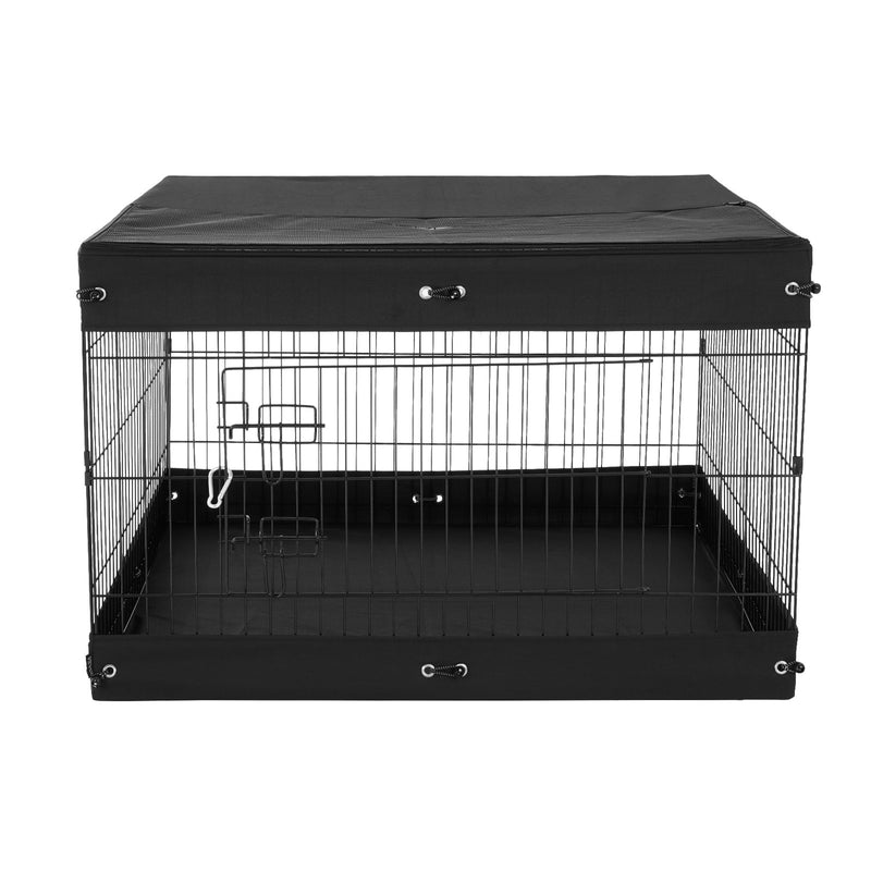 VEVOR salokāms metāla suņu iežogojums ar 4 paneļiem, apakšējo paklāju un pārsegu, 91 × 91 × 61 cm