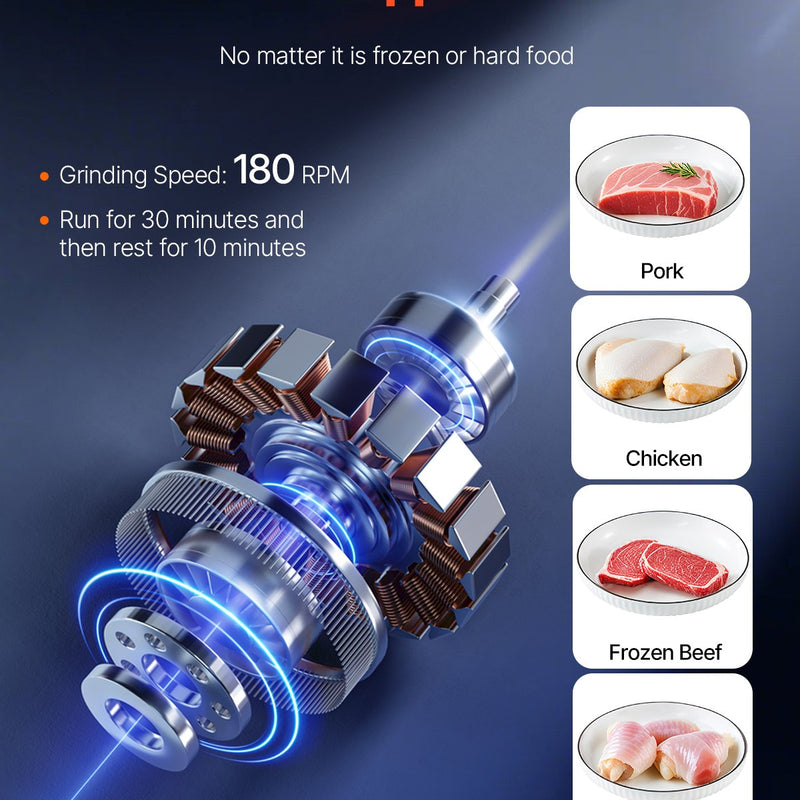 VEVOR komerciālais elektriskais gaļas malējs un šķēlētājs, 6,35 kg/min, desu pildītājs