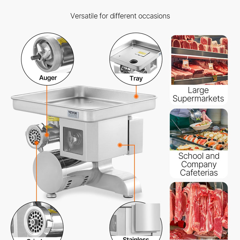 VEVOR komerciālais elektriskais gaļas griezējs un šķēlējs, 5 kg/min, desu pildītājs