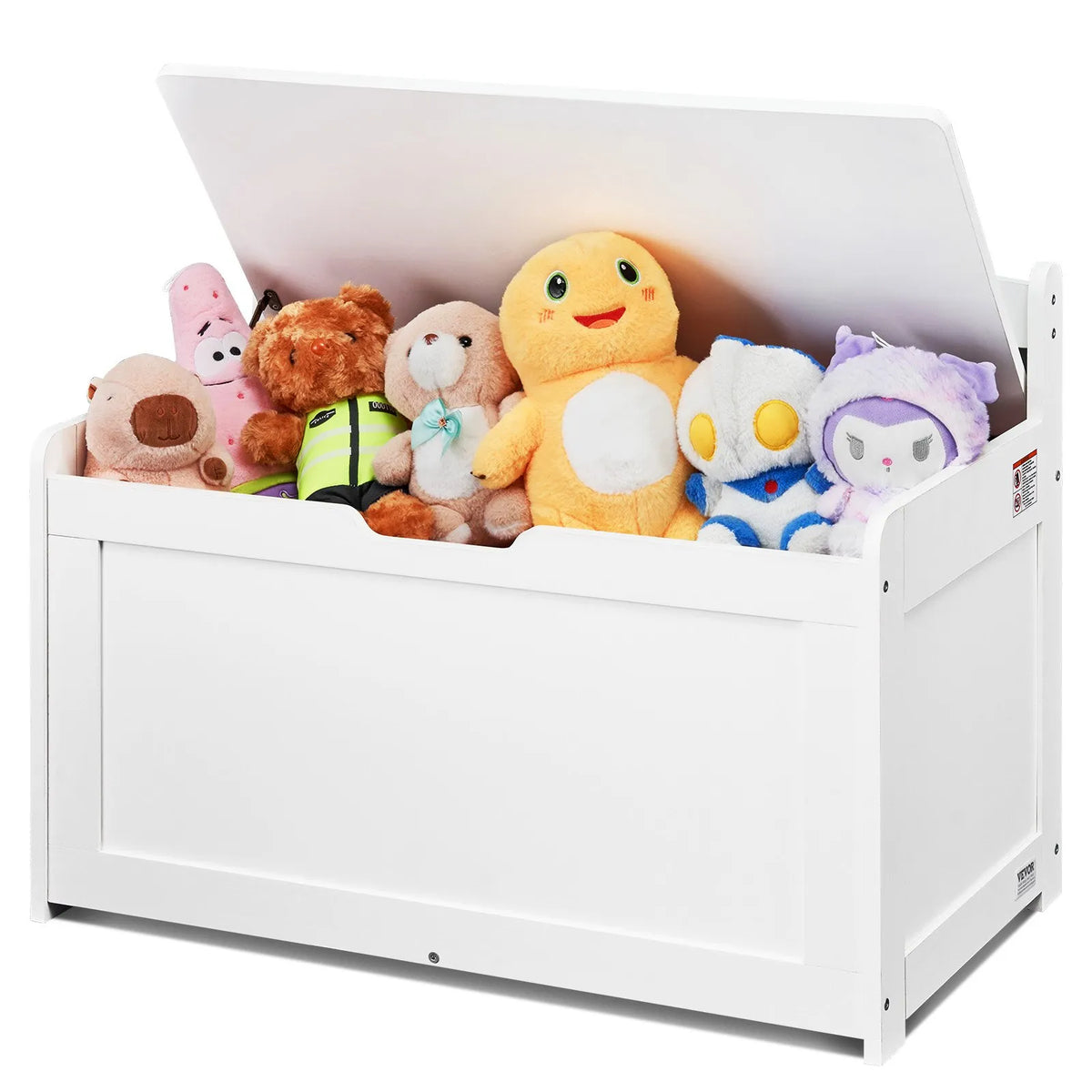 VEVOR Wooden Toy Storage Box for Children with Removable Lid and Safety Hinge, Large Storage Bench-Style Box (83 × 45 × 61 cm) for Playroom, Bedroom, Living Room or Hallway, White