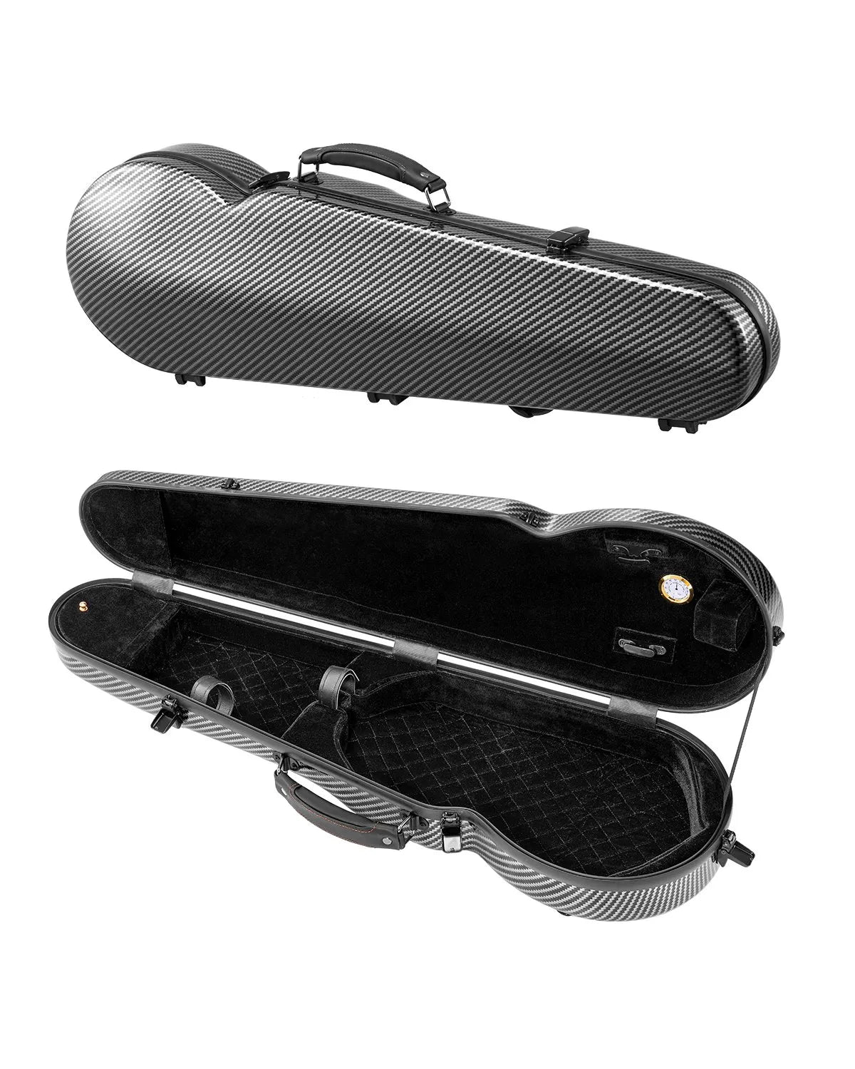 VEVOR 4/4 Violin Case with Hygrometer, Lightweight Hard Case with Plush Lining and 2 Shoulder Straps, Black