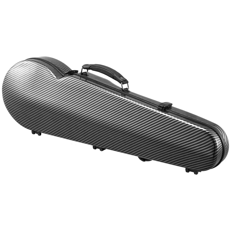 VEVOR 4/4 pilna izmēra vijoles futrālis, ar iebūvētu higrometru, viegls pārnēsājams ceļojumu somas tipa koferis, ar mīkstu plīša oderi, divām plecu siksnām, pret skrāpējumiem izturīgs, profesionāla trijstūra forma, vijolei, melns