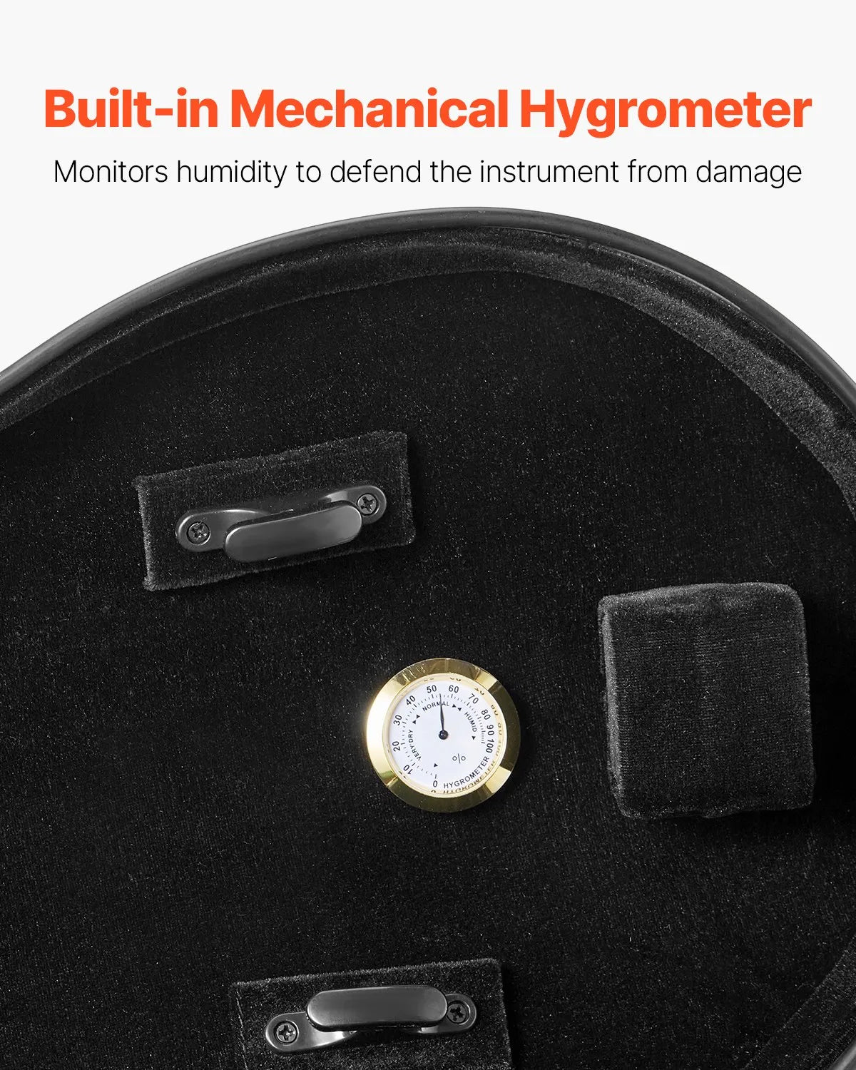 VEVOR 4/4 Violin Case with Hygrometer, Lightweight Hard Case with Plush Lining and 2 Shoulder Straps, Black