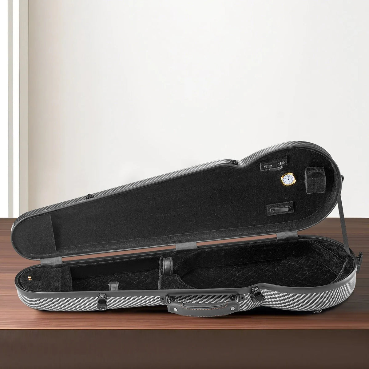 VEVOR 4/4 Violin Case with Hygrometer, Lightweight Hard Case with Plush Lining and 2 Shoulder Straps, Black