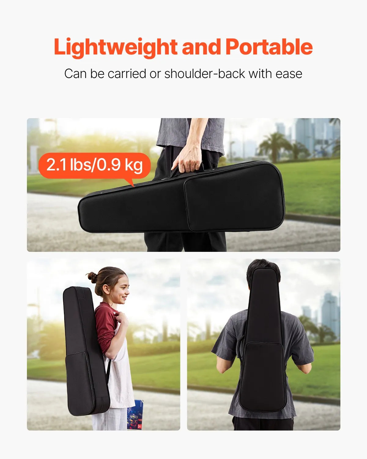 VEVOR 4/4 Violin Case, Waterproof Nylon with Soft Lining and 2 Shoulder Straps, Black