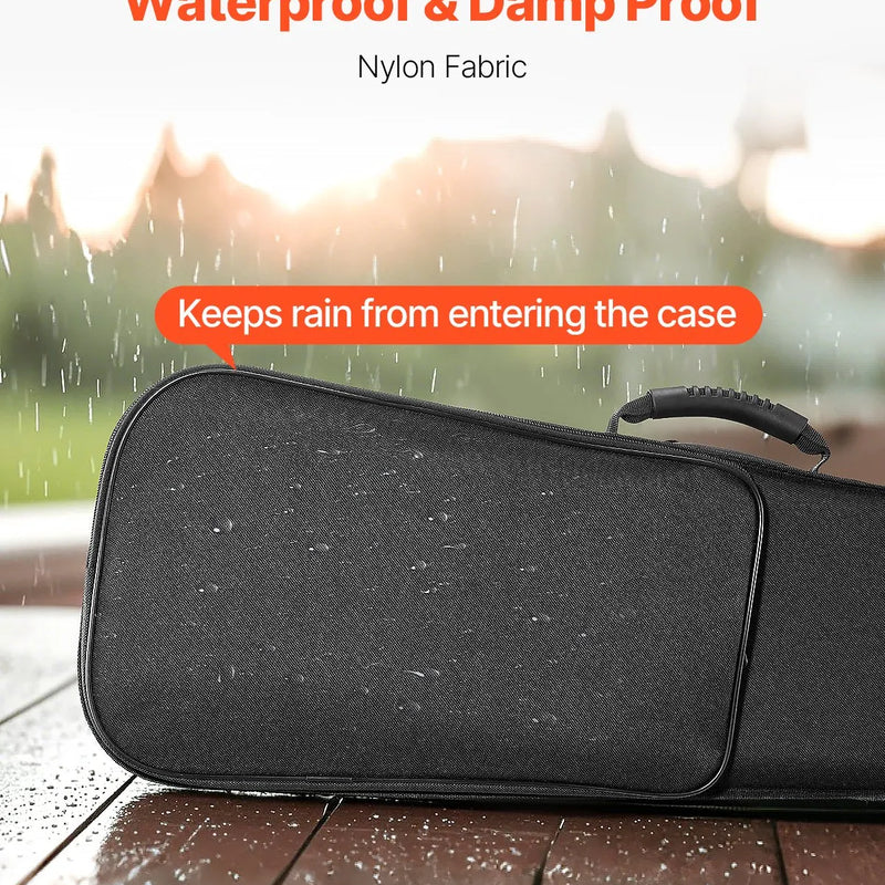 VEVOR 4/4 pilna izmēra vijoļu futrālis, ūdensizturīgs neilona pārvalks, viegls un pārnēsājams ceļojumu mais, ar mīkstu oderi, divām plecu siksnām un pret skrāpējumiem noturīgu apdari, profesionāls trīsstūra formas dizains, vijolei, melnā krāsā