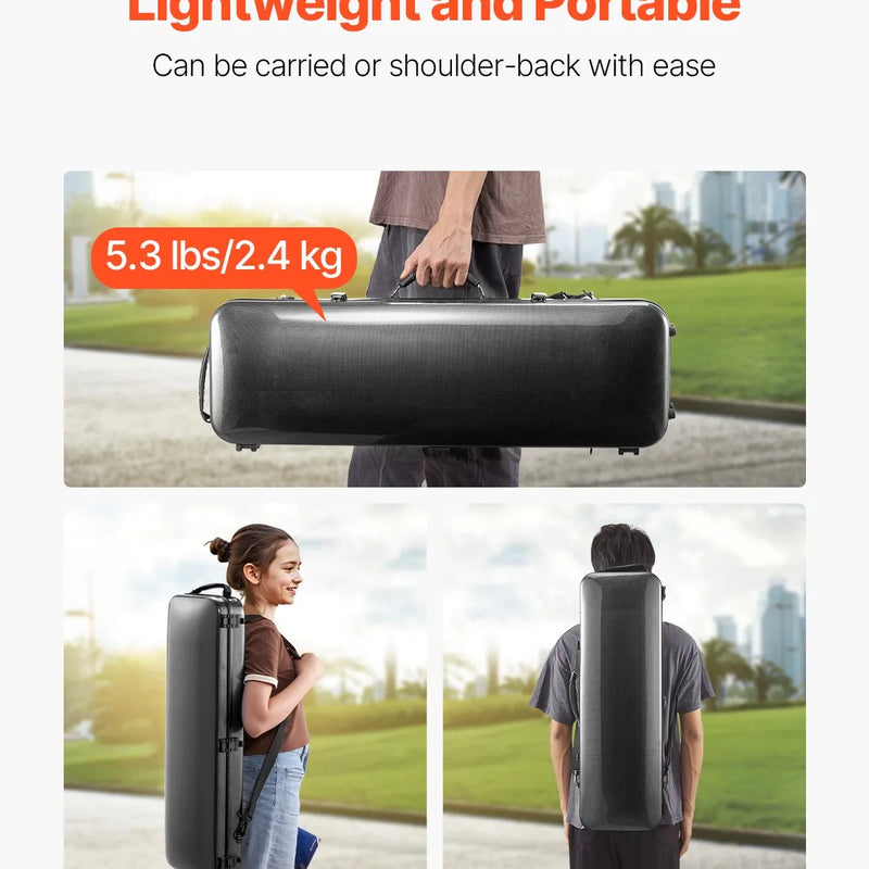 VEVOR 4/4 vijoles soma, pārnēsājama kompozīta oglekļa šķiedras kaste, melna