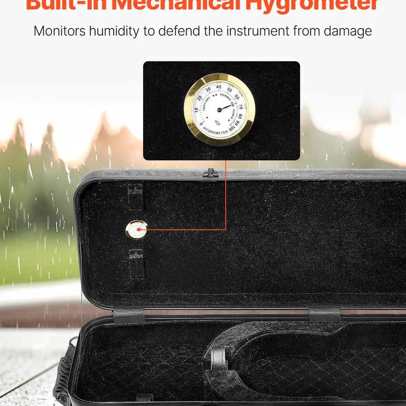 VEVOR 4/4 vijoles soma, pārnēsājama kompozīta oglekļa šķiedras kaste, melna