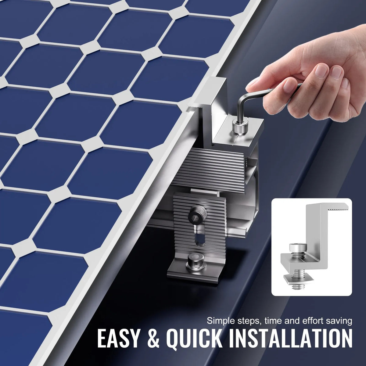 VEVOR Solar Panel Mounting Bracket Kit with 4 × 762 mm Aluminium Rails, 4 End Clamps and 2 Mid Clamps, for Metal, Concrete, Wood and Tile Roofs