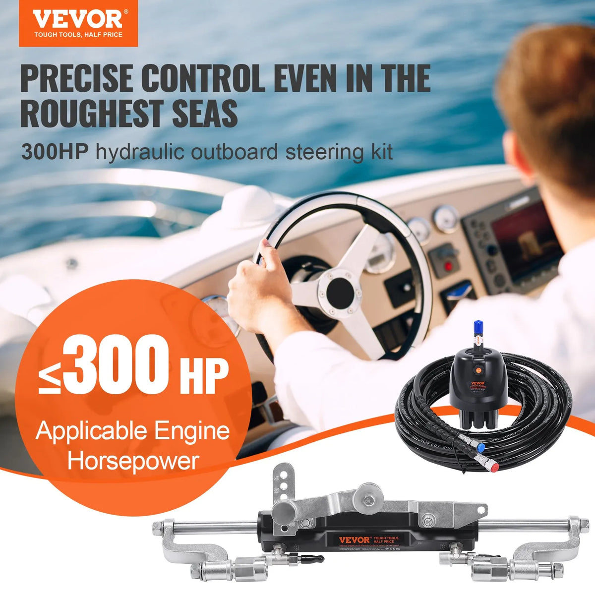 Hydraulic Steering System for Outboard Motors, 300 HP