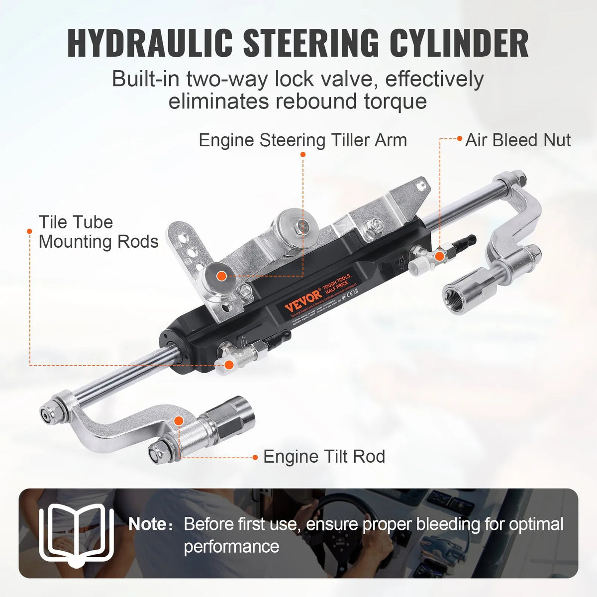 Hydraulic Steering System for Outboard Motors, 300 HP