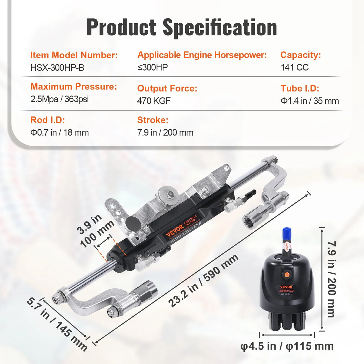 Hydraulic Steering System for Outboard Motors, 300 HP