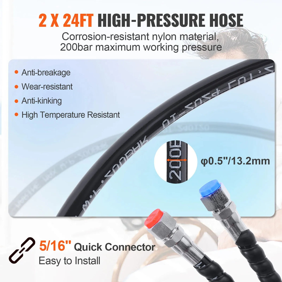 Hydraulic Steering System for Boat, 90 HP, with Pump, Dual-Action Cylinder and 7.3 m Hose