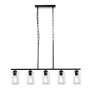 Lineārā lustra, 5 lampas, 60 W, regulējams augstums, stikla plafoni, metāls, E27