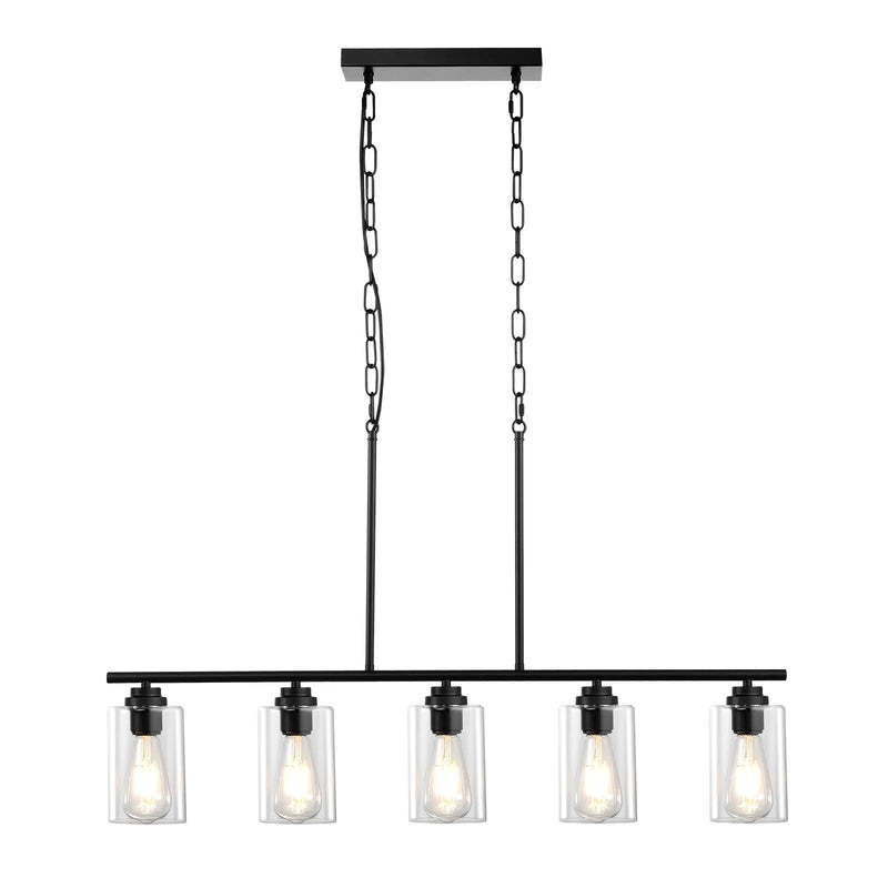 Lineārā lustra, 5 lampas, 60 W, regulējams augstums, stikla plafoni, metāls, E27