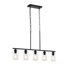 Lineārā lustra, 5 lampas, 60 W, regulējams augstums, stikla plafoni, metāls, E27