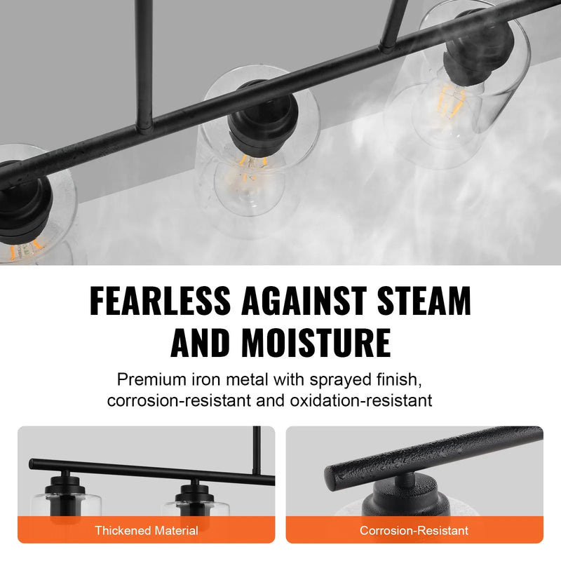 Lineārā lustra, 5 lampas, 60 W, regulējams augstums, stikla plafoni, metāls, E27