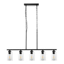 Lineārā lustra, 5 lampas, 60 W, regulējams augstums, stikla plafoni, metāls, E27