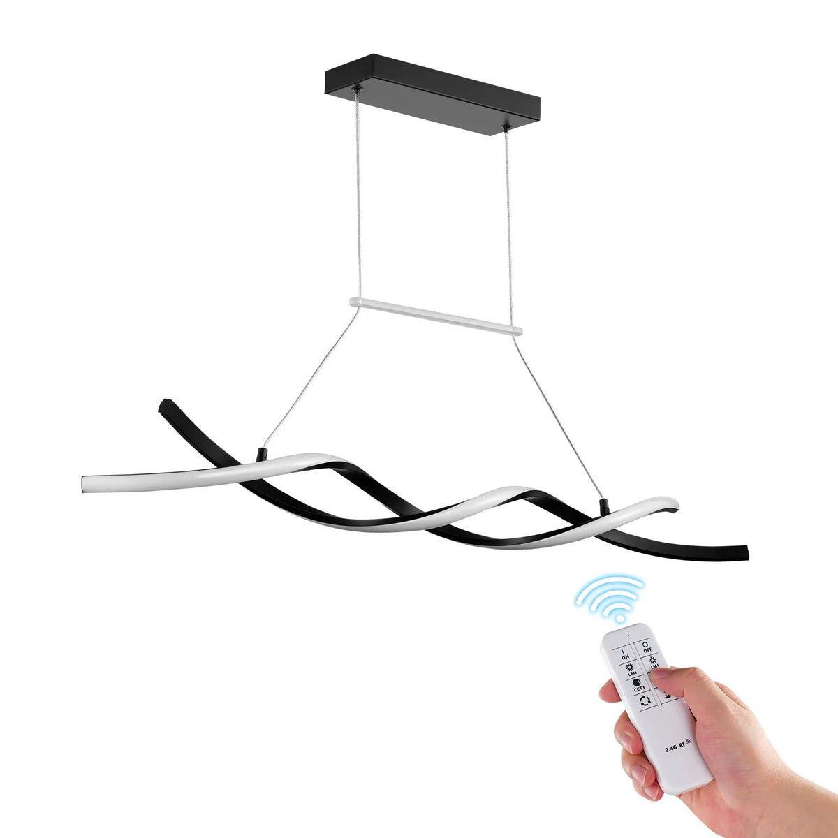 Modern LED Pendant Light, 24 W with Remote Control, Adjustable Brightness and Colour Temperature 3000 K–6000 K, Silicone Shade, Suitable for Kitchen and Dining Room