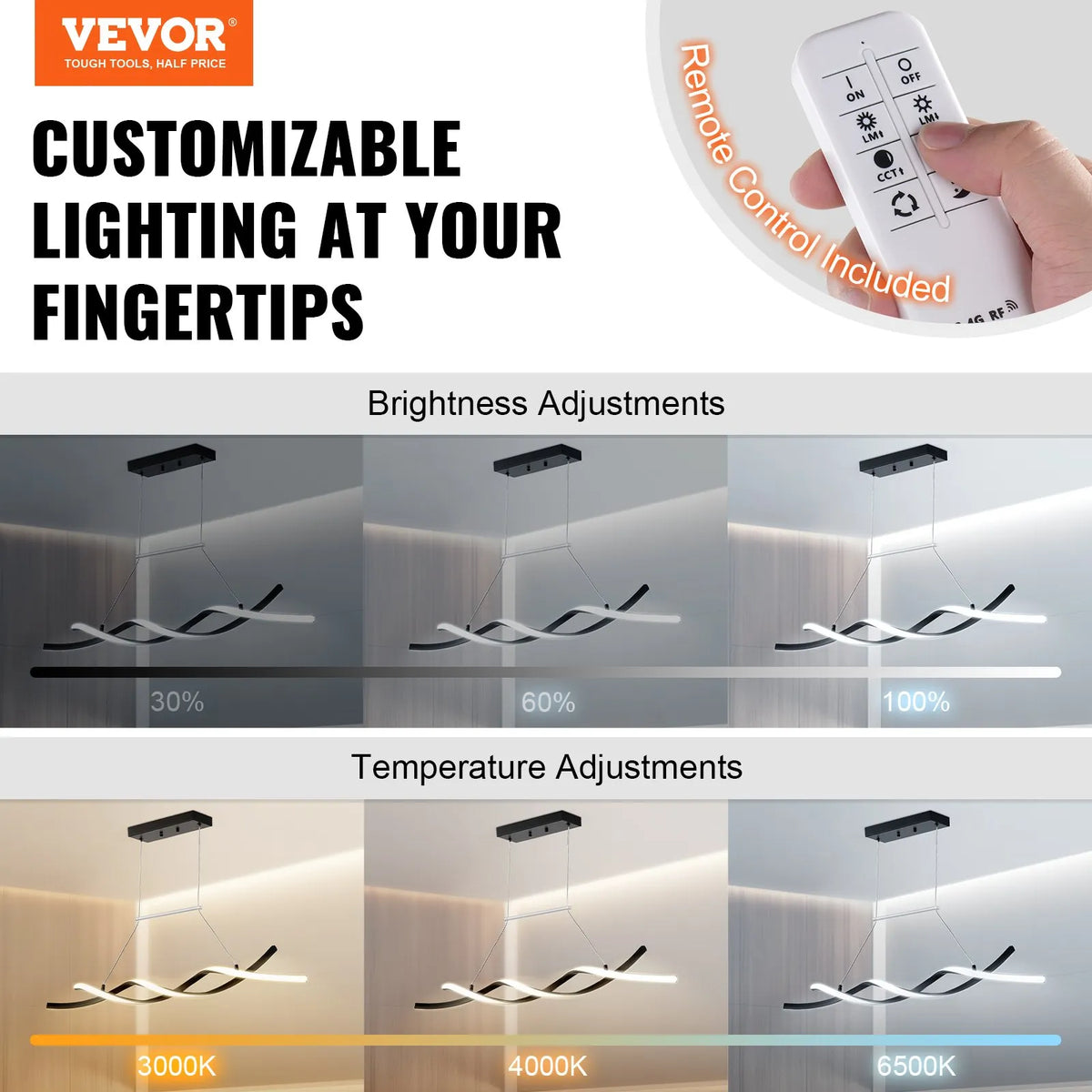 Modern LED Pendant Light, 24 W with Remote Control, Adjustable Brightness and Colour Temperature 3000 K–6000 K, Silicone Shade, Suitable for Kitchen and Dining Room