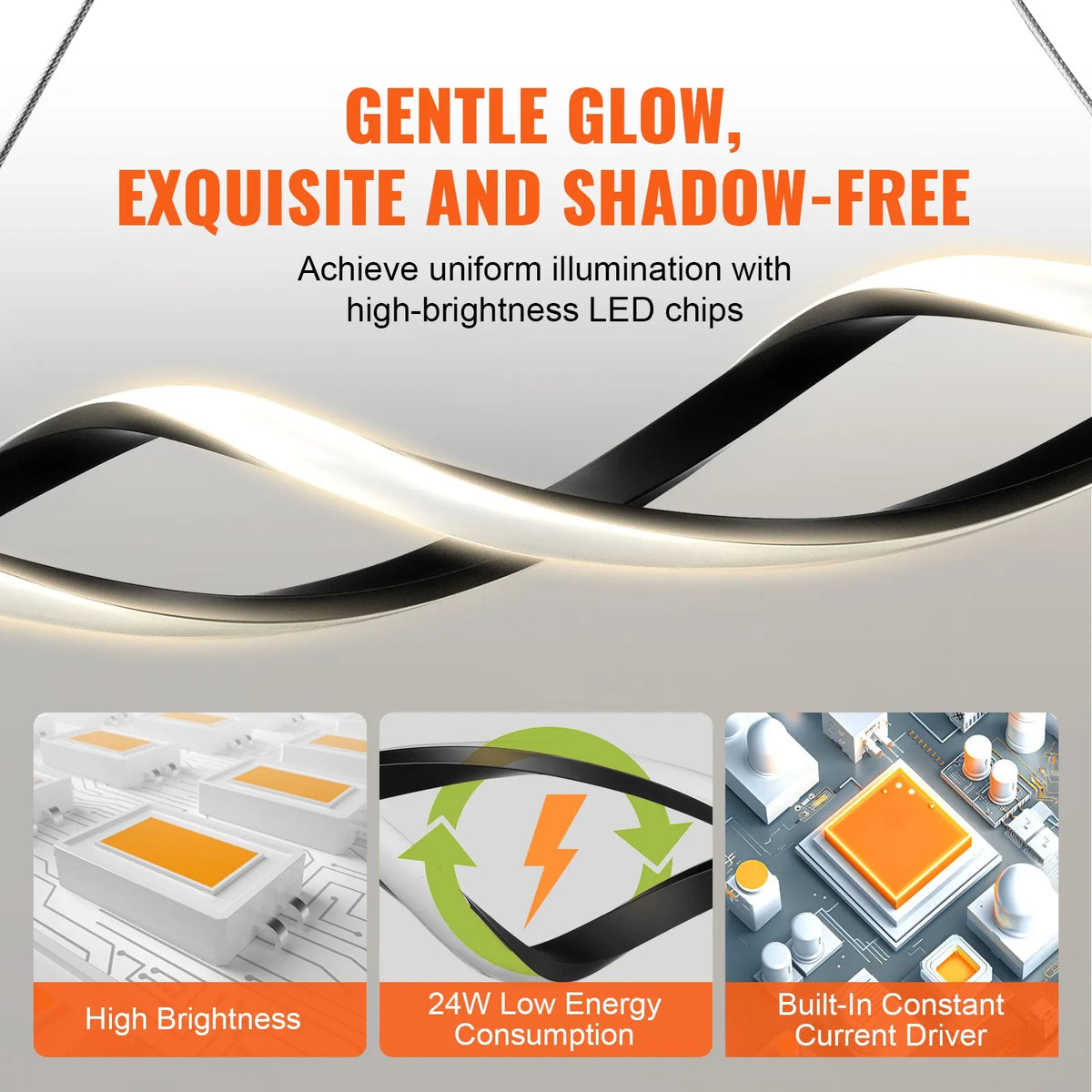 Modern LED Pendant Light, 24 W with Remote Control, Adjustable Brightness and Colour Temperature 3000 K–6000 K, Silicone Shade, Suitable for Kitchen and Dining Room