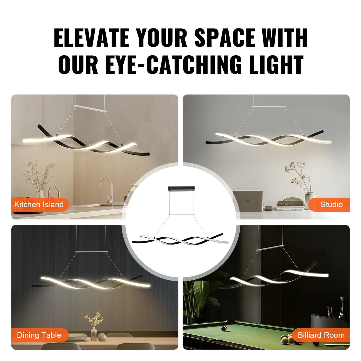 Modern LED Pendant Light, 24 W with Remote Control, Adjustable Brightness and Colour Temperature 3000 K–6000 K, Silicone Shade, Suitable for Kitchen and Dining Room