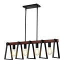 4-gaismu virtuves salas piekaramais gaismeklis, 60 W, regulējams ēdamistabas apgaismojums ar 2 x 152 mm un 6 x 305 mm stieņiem, industriāla metāla rāmja lineārais lustru apgaismojums ēdamistabai, E27