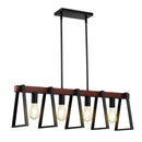 4-gaismu virtuves salas piekaramais gaismeklis, 60 W, regulējams ēdamistabas apgaismojums ar 2 x 152 mm un 6 x 305 mm stieņiem, industriāla metāla rāmja lineārais lustru apgaismojums ēdamistabai, E27