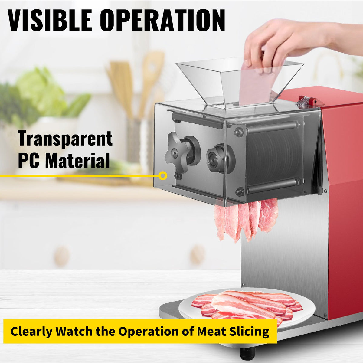 VEVOR Electric Meat Grinder 850 W, 250 kg/h, 3.5 mm Blade, Stainless Steel, Red
