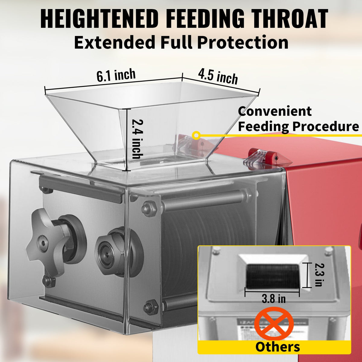 VEVOR Electric Meat Grinder 850 W, 250 kg/h, 3.5 mm Blade, Stainless Steel, Red