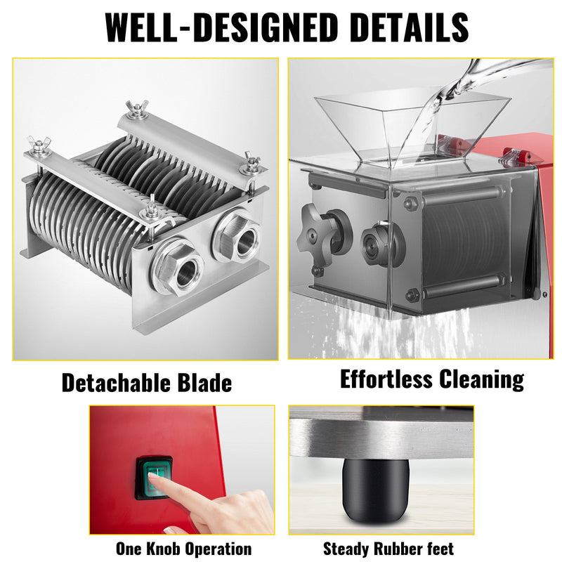 VEVOR elektriskā gaļas maļamā mašīna, 250 kg/h, 850W, 3,5 mm asmens, nerūsējošais tērauds, piemērota virtuvēm, veikaliem, jēra, liellopa un vistas gaļai, sarkana