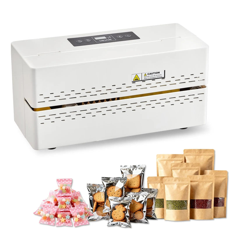 VEVOR nepārtrauktās aizzīmogošanas iekārta, automātiska lentes tipa siltuma blīvēšanas mašīna ar digitālu temperatūras kontroli un automātisku izslēgšanos, 8–12 mm blīvējuma platums, plastmasas maisiņiem 0,06–0,2 mm biezumā