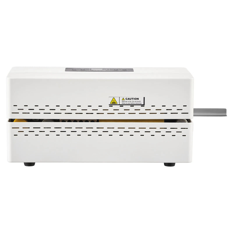 VEVOR nepārtrauktās aizzīmogošanas iekārta, automātiska lentes tipa siltuma blīvēšanas mašīna ar digitālu temperatūras kontroli un automātisku izslēgšanos, 8–12 mm blīvējuma platums, plastmasas maisiņiem 0,06–0,2 mm biezumā