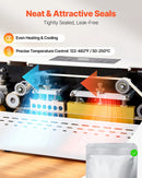 VEVOR nepārtrauktās aizzīmogošanas iekārta, automātiska lentes tipa siltuma blīvēšanas mašīna ar digitālu temperatūras kontroli un automātisku izslēgšanos, 8–12 mm blīvējuma platums, plastmasas maisiņiem 0,06–0,2 mm biezumā