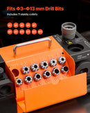 VEVOR urbju asināmais MR-13D, profesionāla 3–13 mm urbju slīpmašīna ar regulējamu atbrīvojuma leņķi, priekšējo griezējmalu un 95°–135° smailes leņķi, 4600 apgr./min pārasinātājs ar 11 patronām un CBN slīpripu