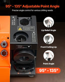 VEVOR urbju asināmais MR-13D, profesionāla 3–13 mm urbju slīpmašīna ar regulējamu atbrīvojuma leņķi, priekšējo griezējmalu un 95°–135° smailes leņķi, 4600 apgr./min pārasinātājs ar 11 patronām un CBN slīpripu