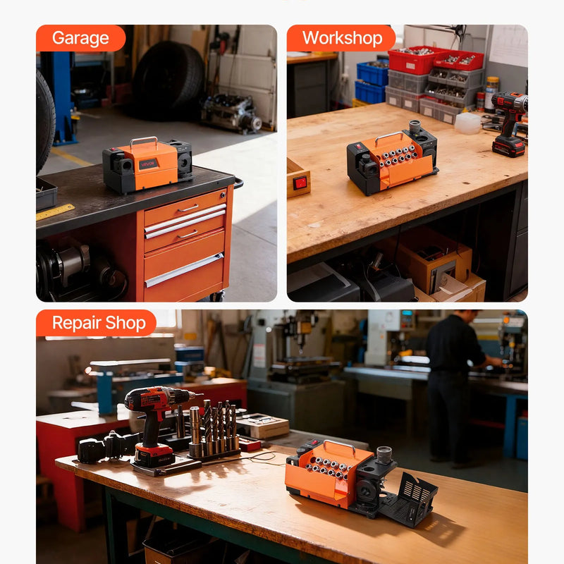 VEVOR urbju asināmais MR-13D, profesionāla 3–13 mm urbju slīpmašīna ar regulējamu atbrīvojuma leņķi, priekšējo griezējmalu un 95°–135° smailes leņķi, 4600 apgr./min pārasinātājs ar 11 patronām un CBN slīpripu