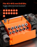 VEVOR urbju asināmais MR-13B, 3–15 mm urbju asināšanas iekārta ar regulējamu atbrīvojuma leņķi un 95°–135° smailes leņķi, 4600 apgr./min augstas veiktspējas pārasinātājs ar 13 patronām, CBN un SDC slīpripām