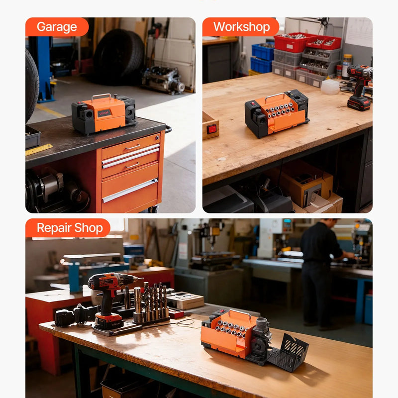 VEVOR urbju asināmais MR-13B, 3–15 mm urbju asināšanas iekārta ar regulējamu atbrīvojuma leņķi un 95°–135° smailes leņķi, 4600 apgr./min augstas veiktspējas pārasinātājs ar 13 patronām, CBN un SDC slīpripām