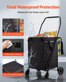 VEVOR iepirkumu ratiņi, salokāmi universālie ratiņi ar diviem groziem, ūdensizturīgu ieliktni un riteņiem, 45 kg liela celtspēja, pastiprinātas konstrukcijas veļas grozs veļai, iepirkumiem, kempingam, pārtikai un bagāžai